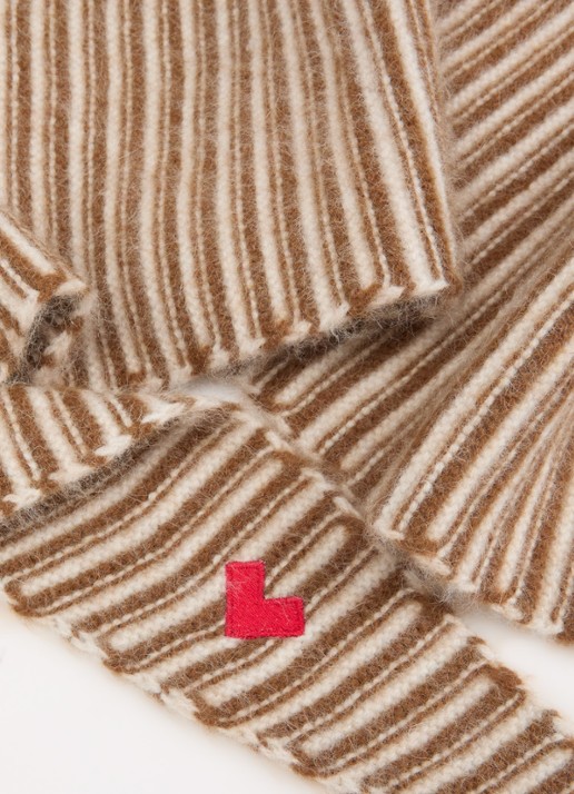 Bellerose Dusol sjaal in wolblend met streepprint 120 x 18,5 cm - detail 2 beige