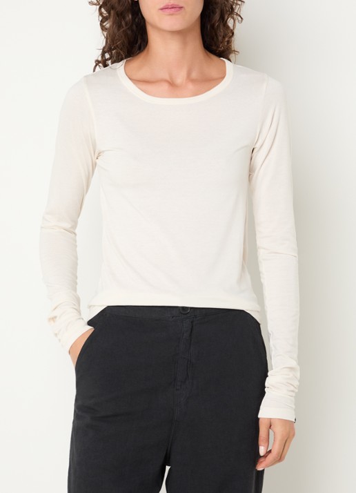 Bellerose Fina long sleeve met ronde hals - detail gebroken wit