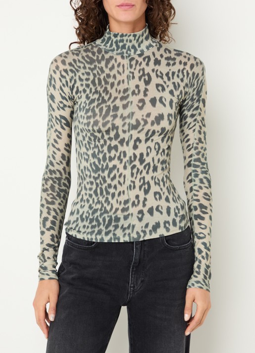 Bellerose Flawy longsleeve met panterprint en col