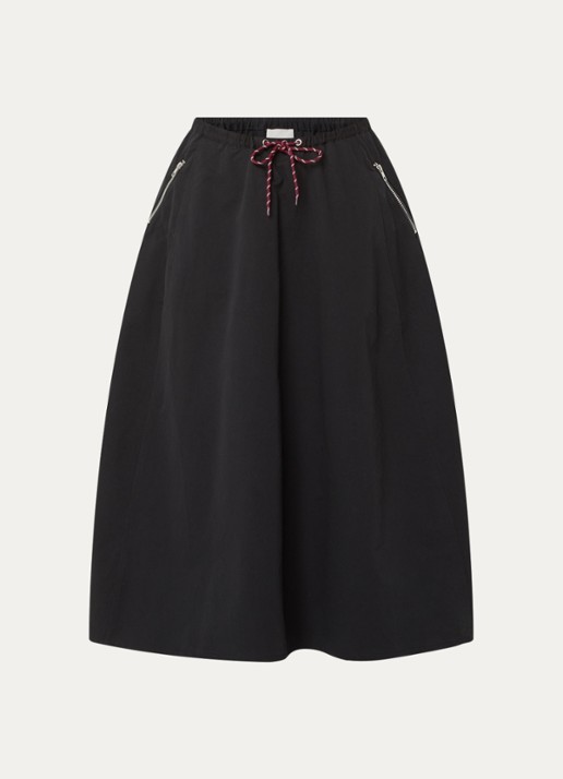 Bellerose Harlin midi A-lijn rok met ritszakken - voorkant zwart