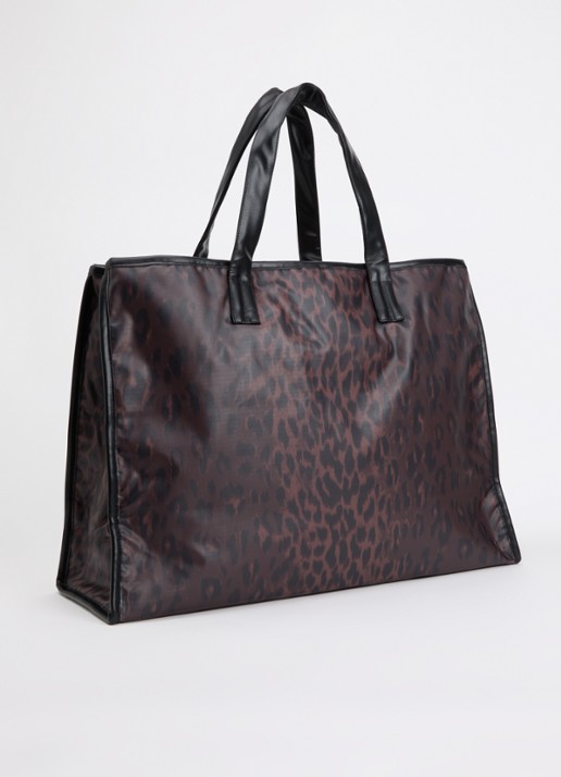 Bellerose Hecky shopper met panterprint - achterkant 5 donkerbruin
