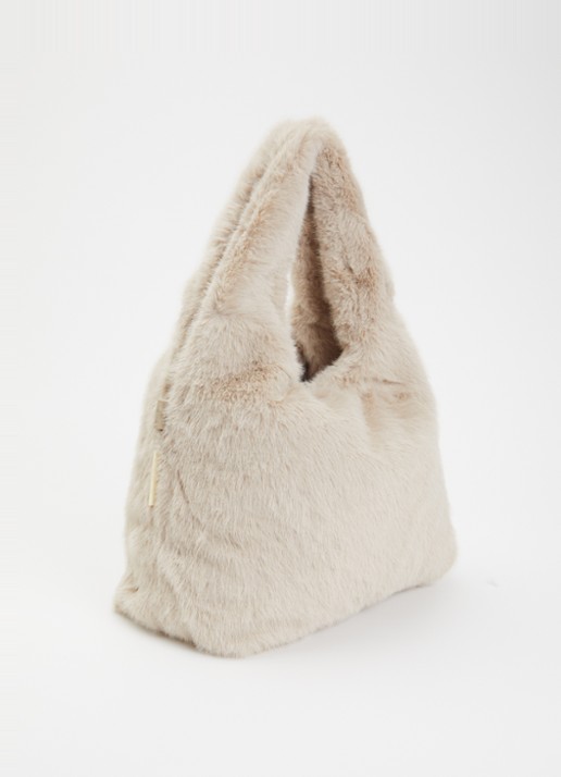 Bellerose Helga handtas van imitatiebont  - achterkant 2 beige