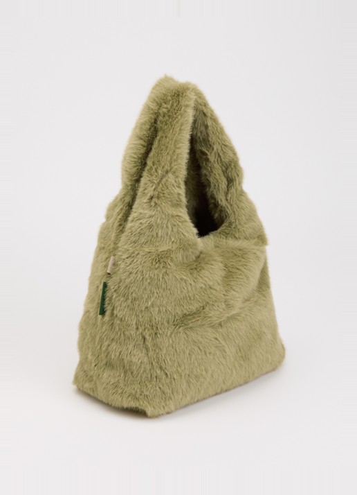 Bellerose Helga handtas van imitatiebont  - achterkant 4 lichtgroen