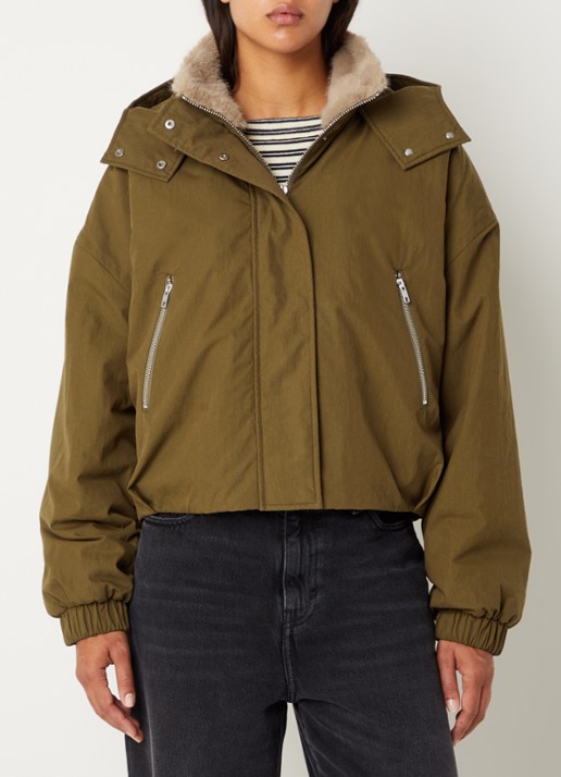 Bellerose Herna cropped jack met capuchon en ritszakken