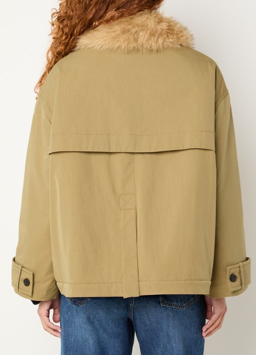 Bellerose Hilma parka met details van imitatiebont - achterkant 2 mosgroen
