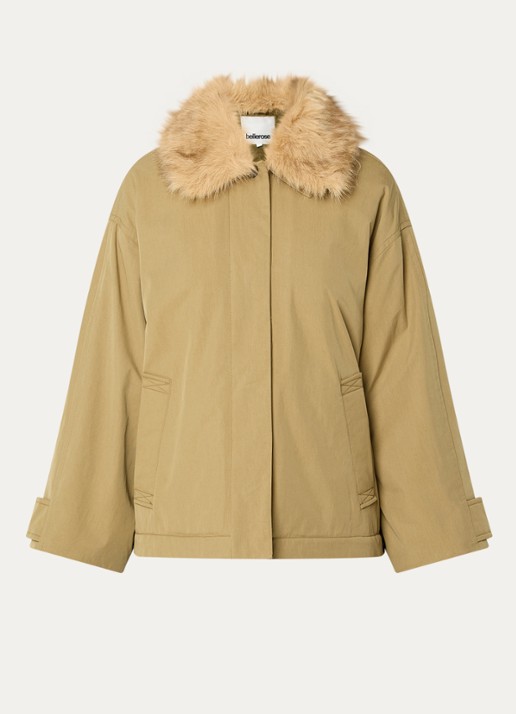 Bellerose Hilma parka met details van imitatiebont - voorkant 3 mosgroen