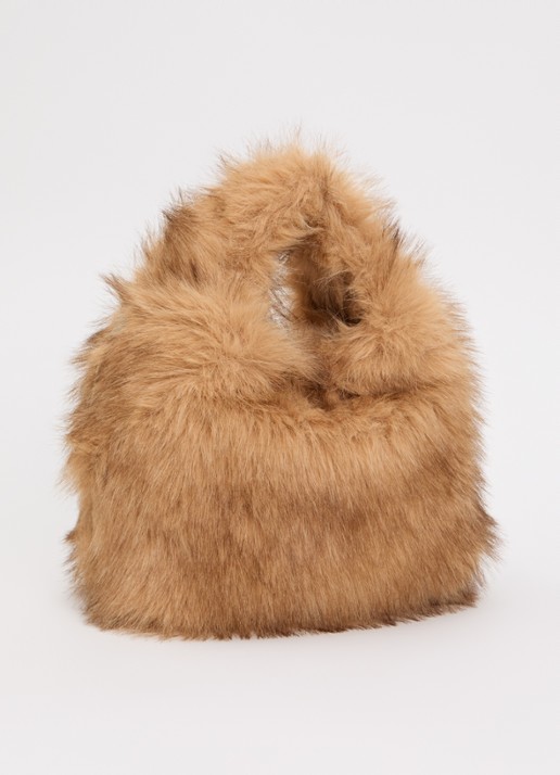 Bellerose Hochet handtas van imitatiebont met afneembare schouderriem - achterkant 2 camel