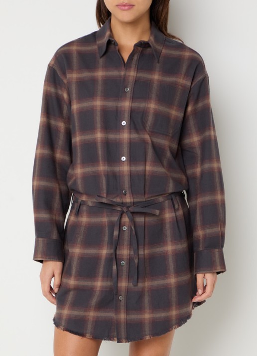 Bellerose Jarvis midi blousejurk met ruitdessin en ceintuur