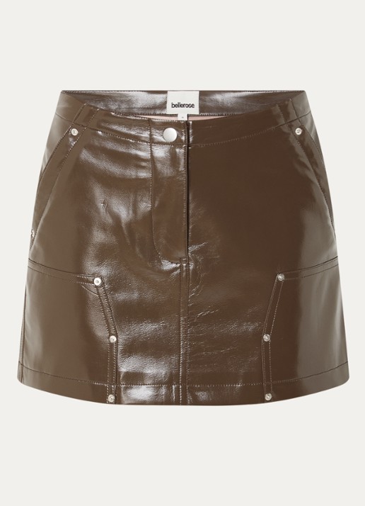 Bellerose Jeezy mini rok van imitatieleer - voorkant 2 bruin