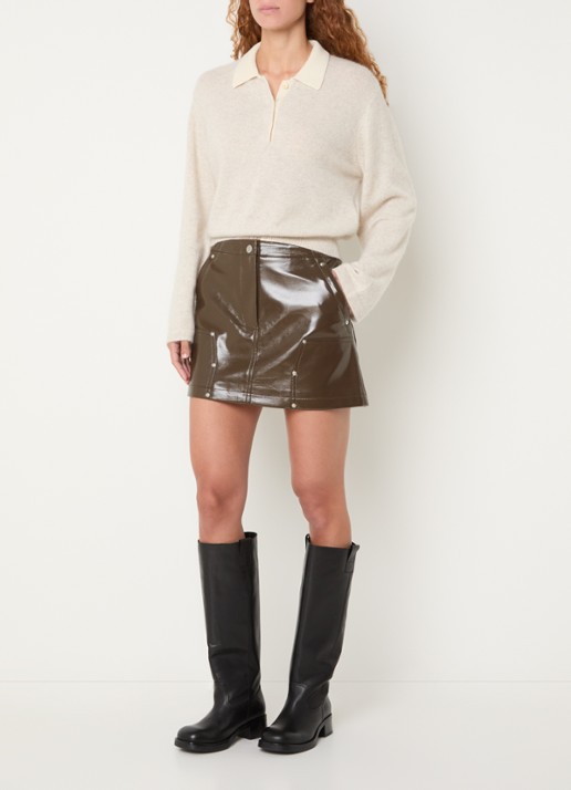 Bellerose Jeezy mini rok van imitatieleer - voorkant 3 bruin