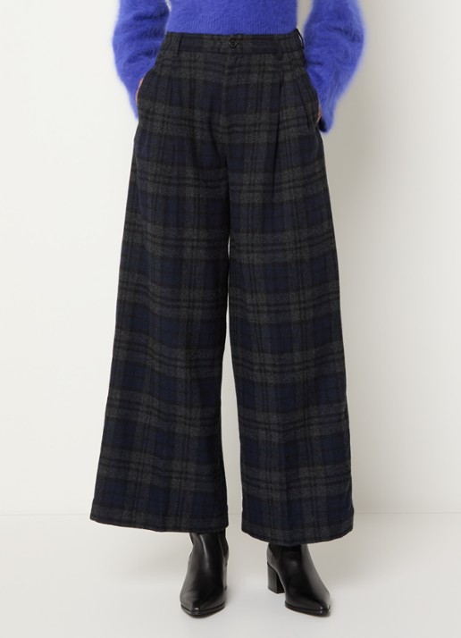 Bellerose Jenoa high waist wide fit broek in wolblend - detail 4 donkerblauw