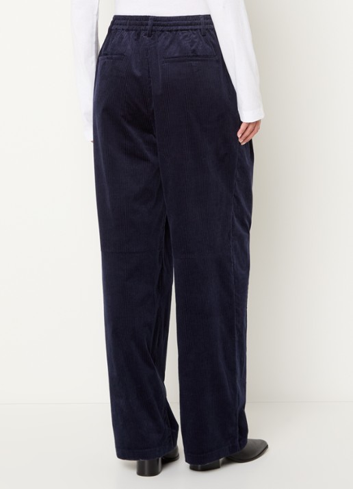 Bellerose Jil high waist wide fit broek met steekzakken - achterkant donkerblauw