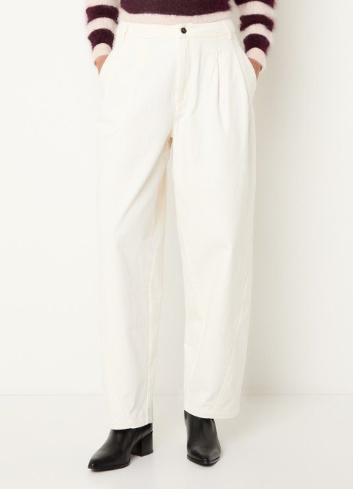 Bellerose Jimi high waist wide fit jeans met gekleurde wassing - detail 4 gebroken wit