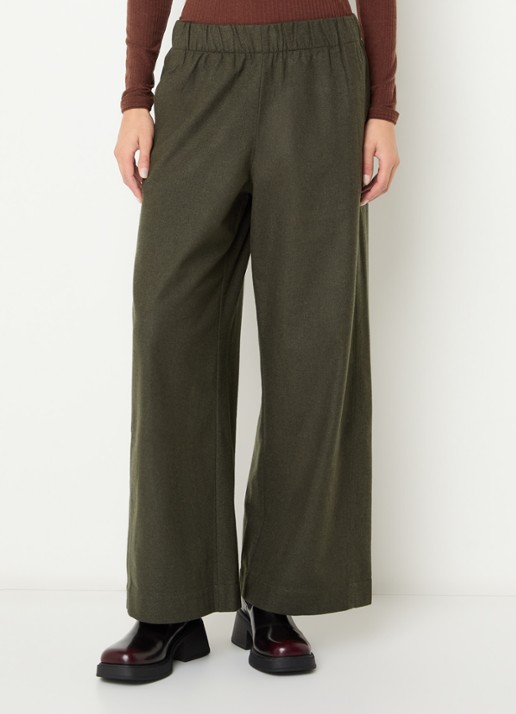 Bellerose Joline mid waist straight fit broek in wolblend