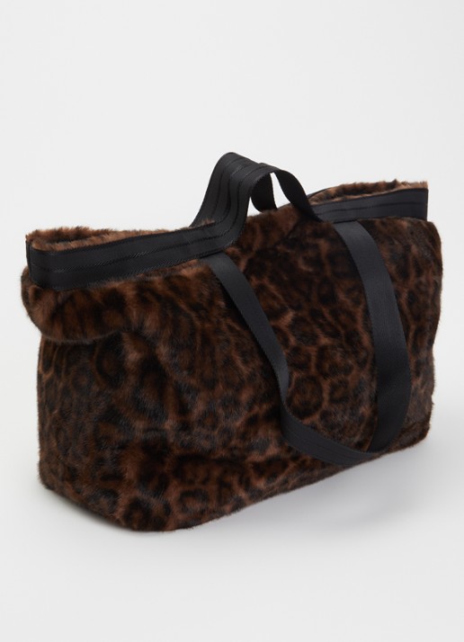 Bellerose Jommie shopper van imitatiebont met panterprint  - achterkant donkerbruin