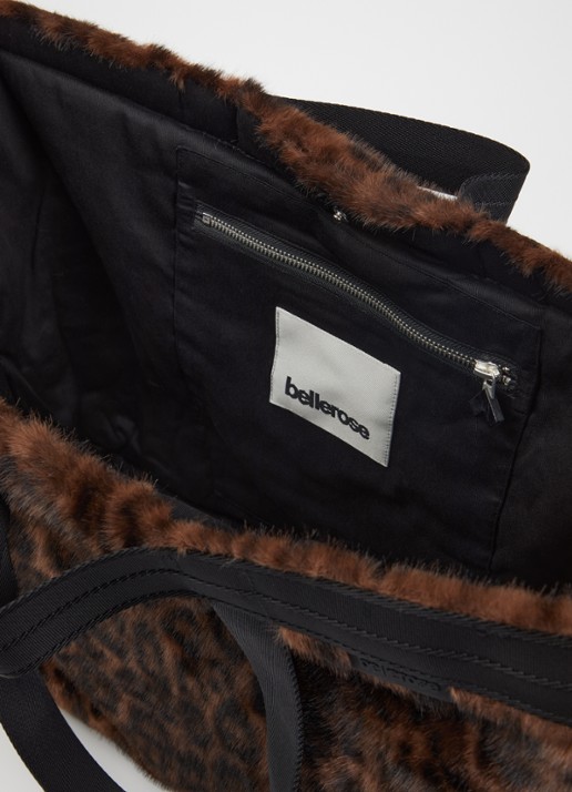 Bellerose Jommie shopper van imitatiebont met panterprint  - detail 2 donkerbruin