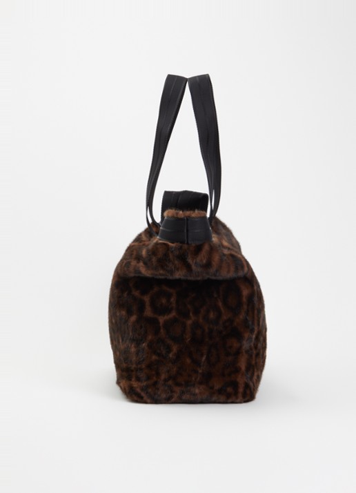Bellerose Jommie shopper van imitatiebont met panterprint  - detail 3 donkerbruin