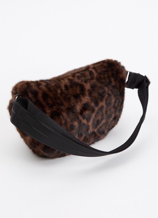 Bellerose Joswel crossbodytas van imitatiebont met panterprint - achterkant bruin