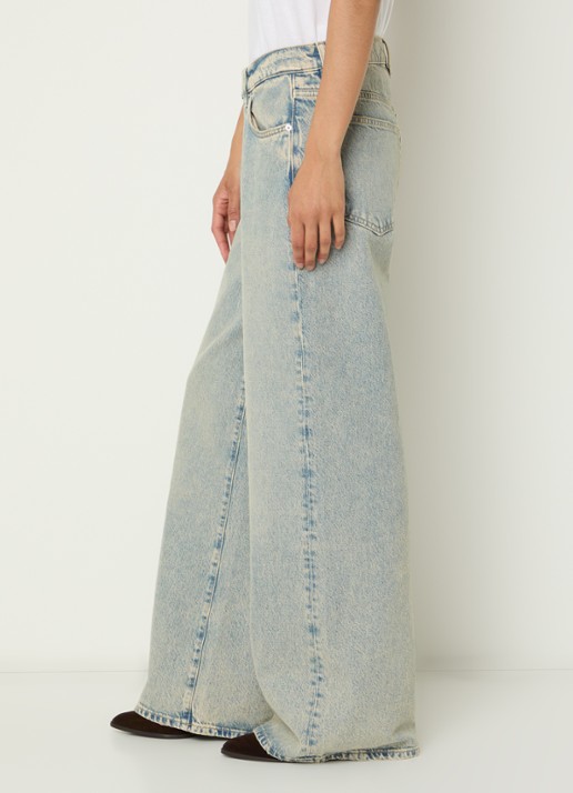 Bellerose Kansas high waist wide leg jeans met verwassen afwerking - detail 4 indigo