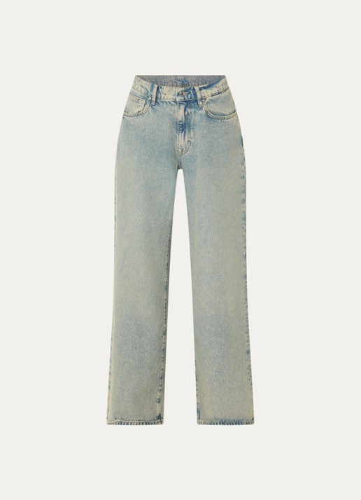 Bellerose Kansas high waist wide leg jeans met verwassen afwerking - voorkant indigo