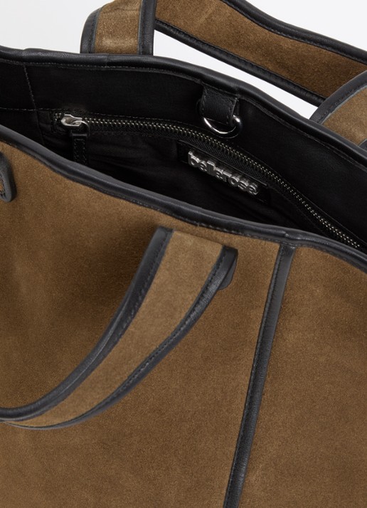 Bellerose Kub handtas van suède met details van leer - detail 3 khaki