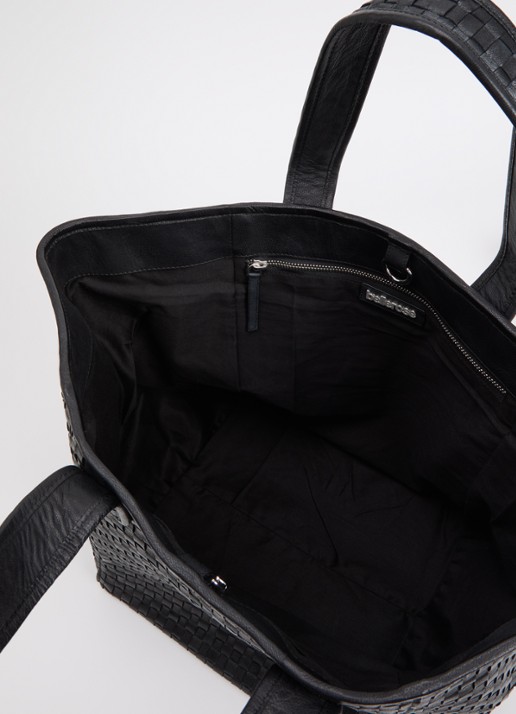 Bellerose Kub schoudertas van leer met gevlochten details - detail zwart