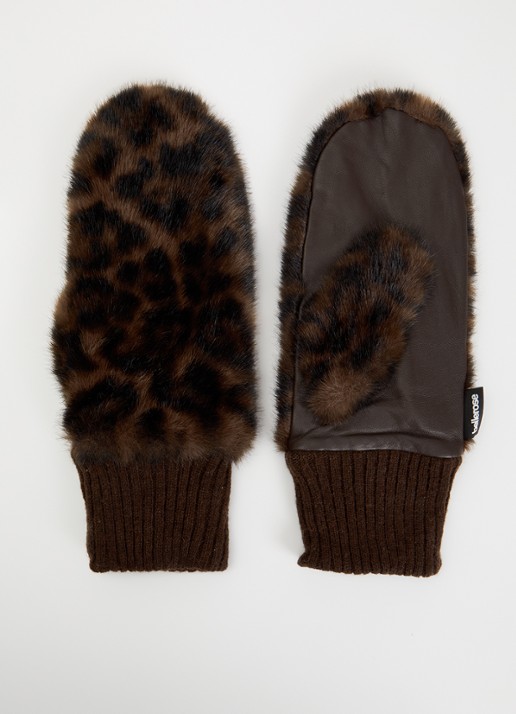 Bellerose Madina wanten van imitatiebont met panterprint