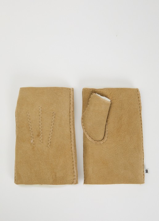Bellerose Manhok handschoenen van suède met schapenvacht