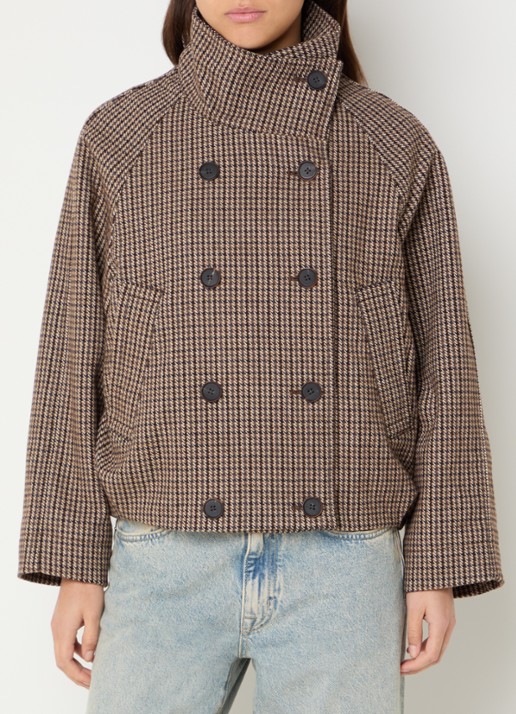 Bellerose Mantel in wolblend met pied-de-poule dessin