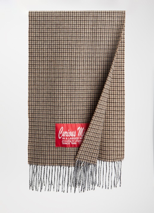 Bellerose Milan sjaal van wol met pied-de-poule design 32 x 120 cm  - detail 2 bruin