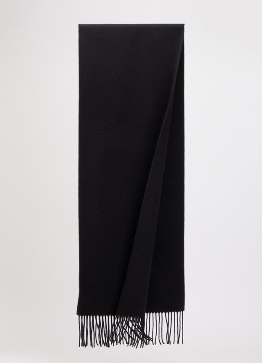 Bellerose Mutch sjaal van wol met franjes 200 x 35 cm - detail 2 zwart