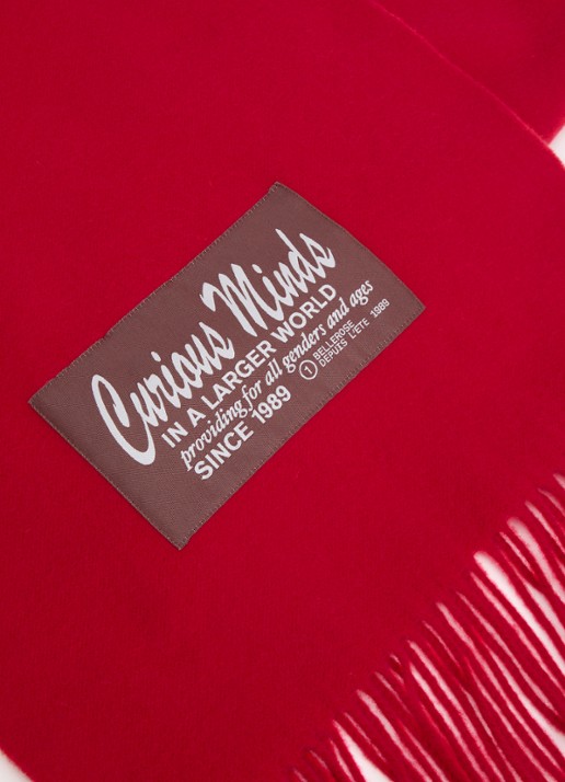 Bellerose Mutch sjaal van wol met franjes 200 x 35 cm - detail 2 donkerbruin