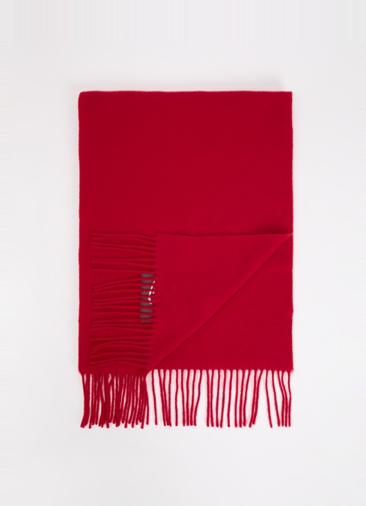 Bellerose Mutch sjaal van wol met franjes 200 x 35 cm - voorkant 3 donkerbruin