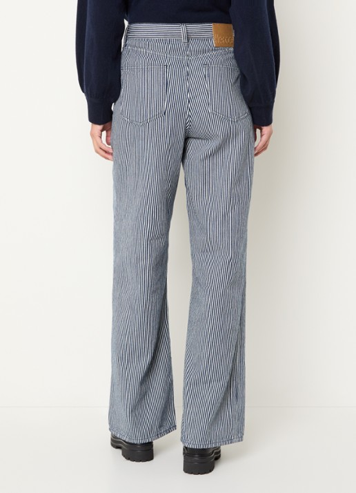 Bellerose Parthe high waist wide fit jeans met gekleurde wassing - achterkant 3 donkerblauw