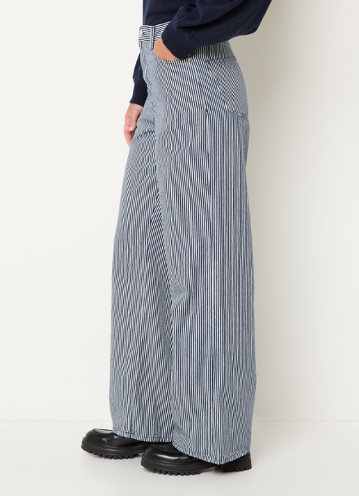 Bellerose Parthe high waist wide fit jeans met gekleurde wassing - detail 2 donkerblauw