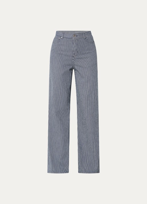 Bellerose Parthe high waist wide fit jeans met gekleurde wassing - voorkant 4 donkerblauw
