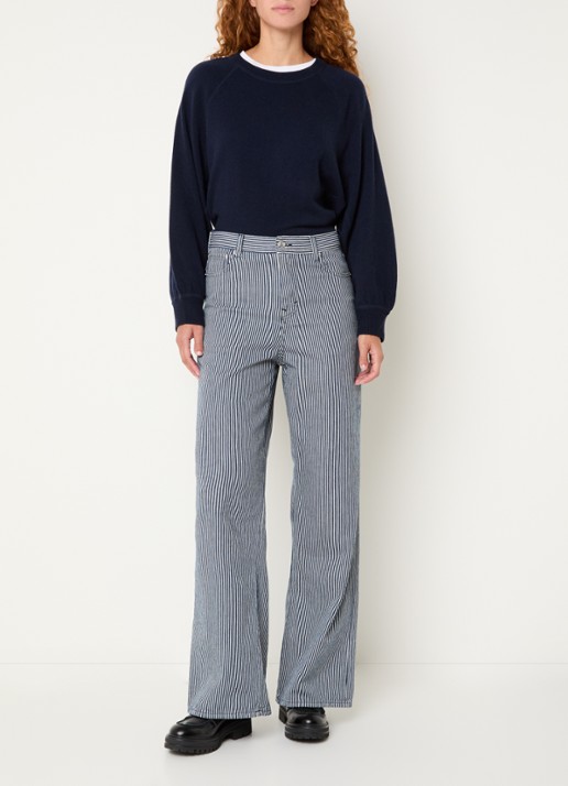 Bellerose Parthe high waist wide fit jeans met gekleurde wassing - voorkant 5 donkerblauw