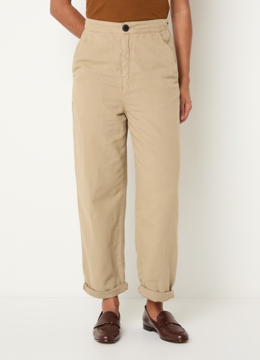 Bellerose Pasop high waist cropped tapered fit broek met steekzakken
