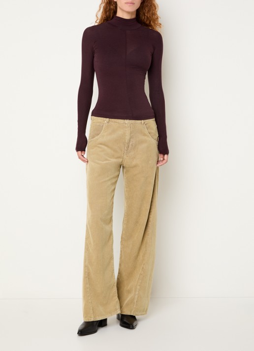 Bellerose Pearcy high waist wide fit jeans met gekleurde wassing - voorkant 5 camel