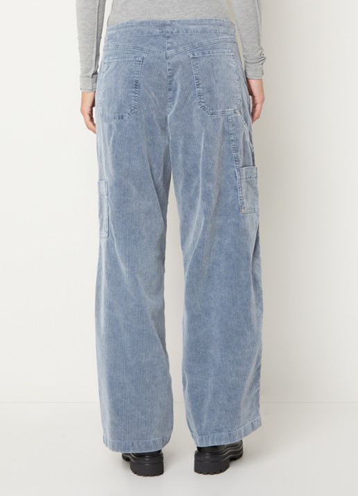 Bellerose Phantom mid waist wide fit jeans met gekleurde wassing - achterkant 4 staalblauw