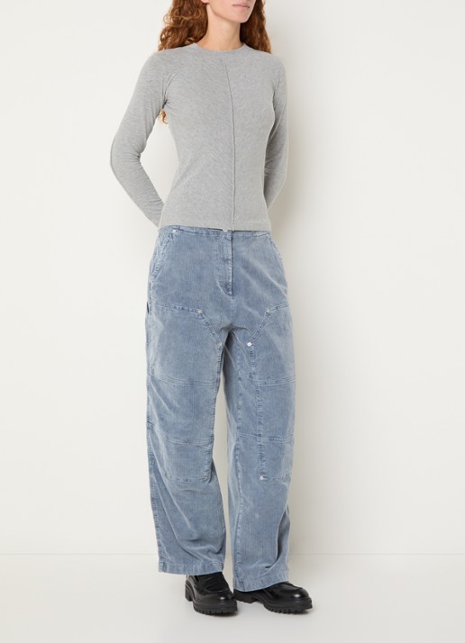 Bellerose Phantom mid waist wide fit jeans met gekleurde wassing - voorkant 3 staalblauw