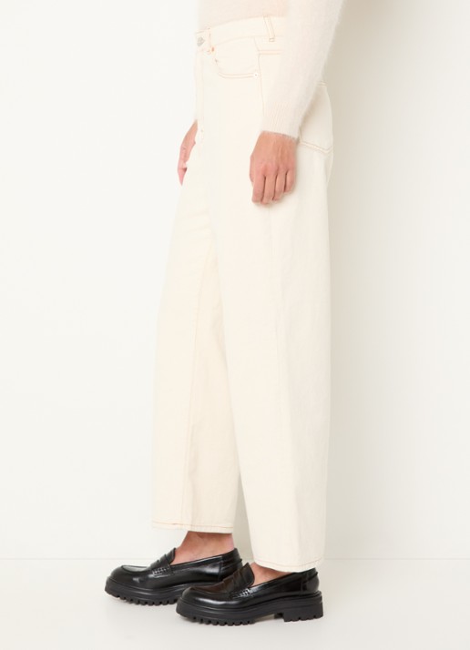 Bellerose Poker high waist straight fit jeans met gekleurde wassing - detail 2 gebroken wit