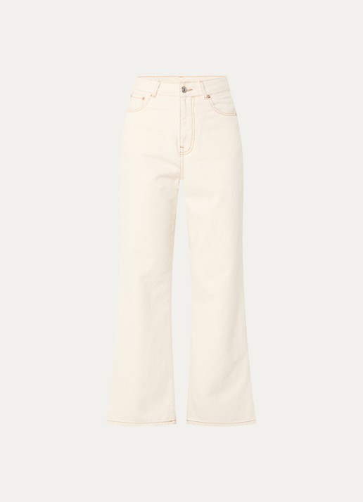 Bellerose Poker high waist straight fit jeans met gekleurde wassing - voorkant 4 gebroken wit