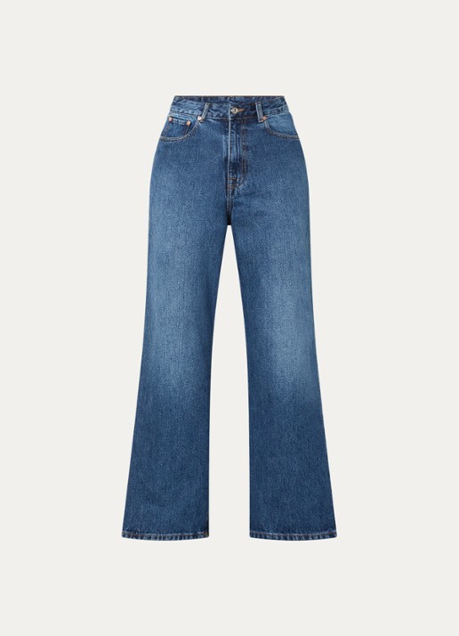 Bellerose Poker high waist wide fit jeans met medium wassing - voorkant 4 indigo