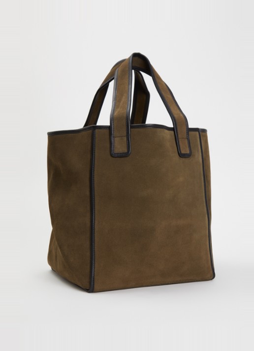 Bellerose Shopper van suède met leren details - achterkant 5 donkerbeige