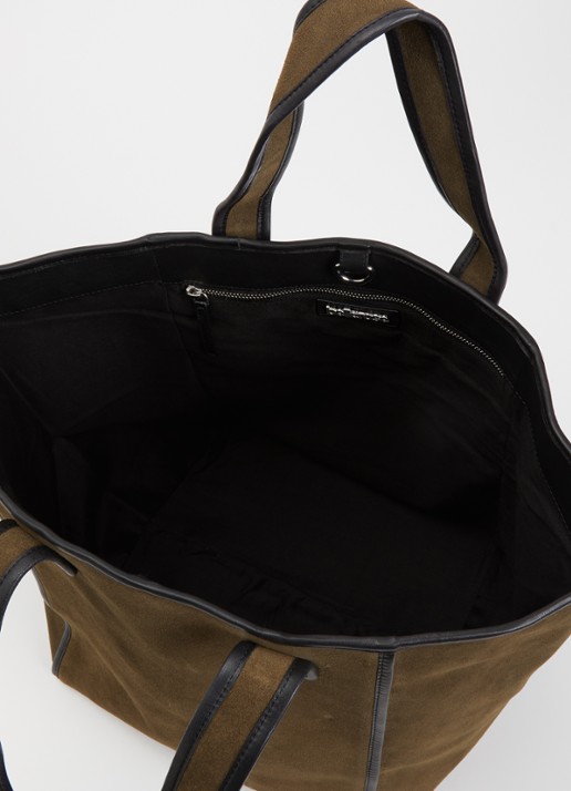 Bellerose Shopper van suède met leren details - detail 2 donkerbeige
