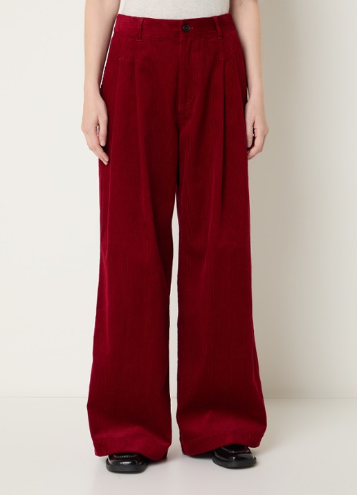Bellerose Sixtine high waist wide fit broek met structuur