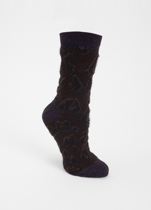 Bellerose Sokken in wolblend met lurex en panterprint