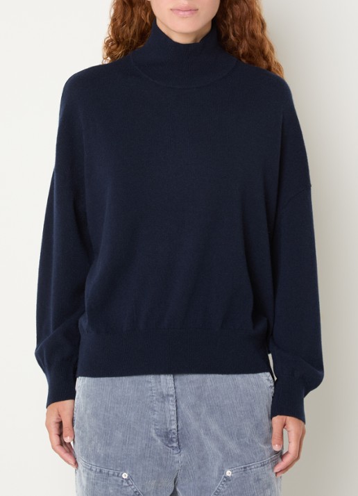 Bellerose Sonys fijngebreide trui in kasjmierblend met col - detail donkerblauw