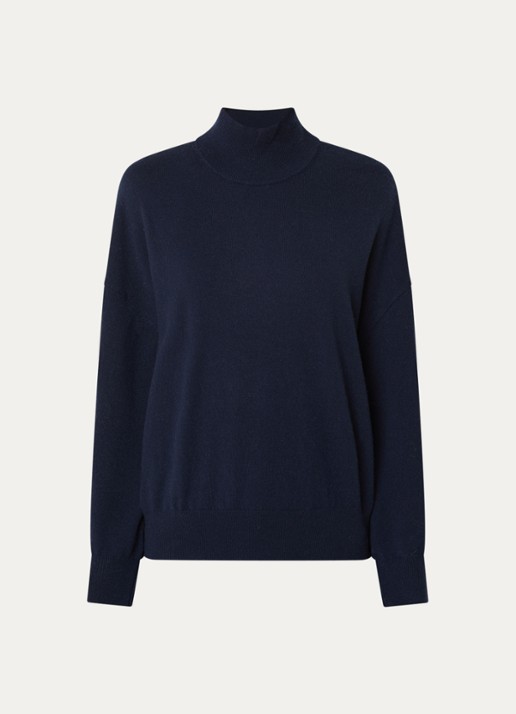 Bellerose Sonys fijngebreide trui in kasjmierblend met col - voorkant 3 donkerblauw